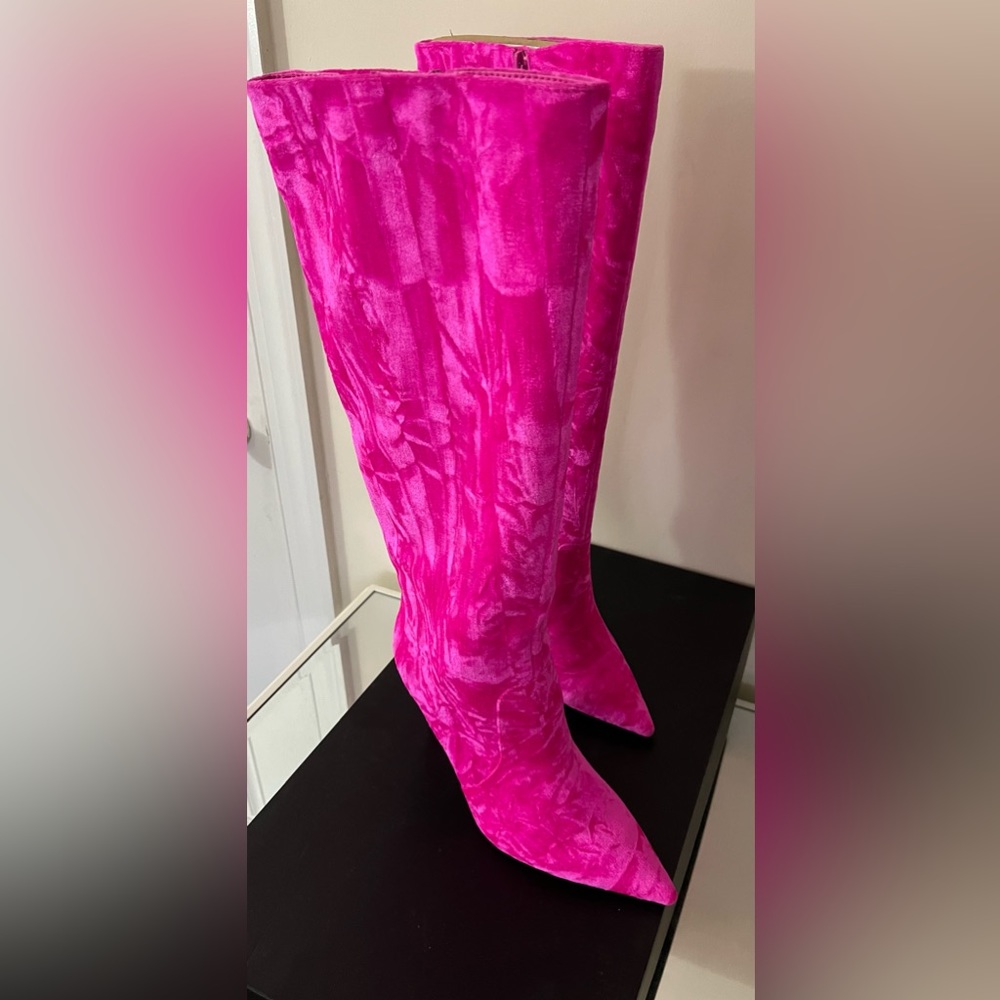 I.N.C Havannah Wide Cafe Knee High Velvet Boots (Color) Fuchsia Velvet